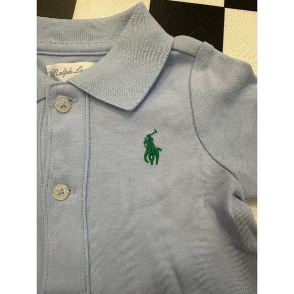 Ralph Lauren baby one piece romper light blue size 3M 100% cotton layette polo - Picture 2 of 5